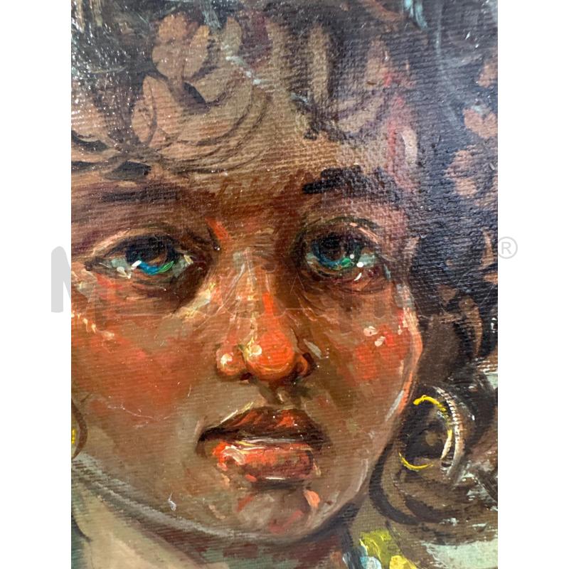 QUADRO OLIO SI TELA CARTONATA 24X30 CM RITRATTO ZINGARA | Mercatino dell'Usato Campobasso 2