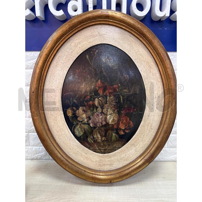 QUADRO OLIO SU TAVOLA FIORI OVALE | Mercatino dell'Usato Campobasso 1