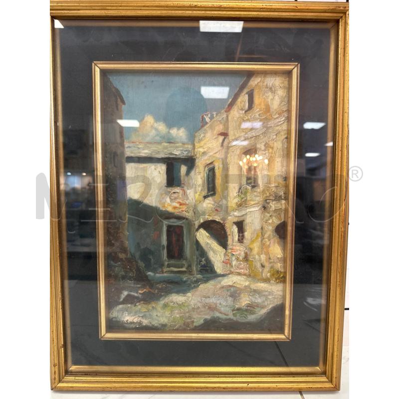 QUADRO OLIO SU TAVOLA SCORCIO PAESE 52,5X41 CM FIRMATO IN BASSO | Mercatino dell'Usato Campobasso 1