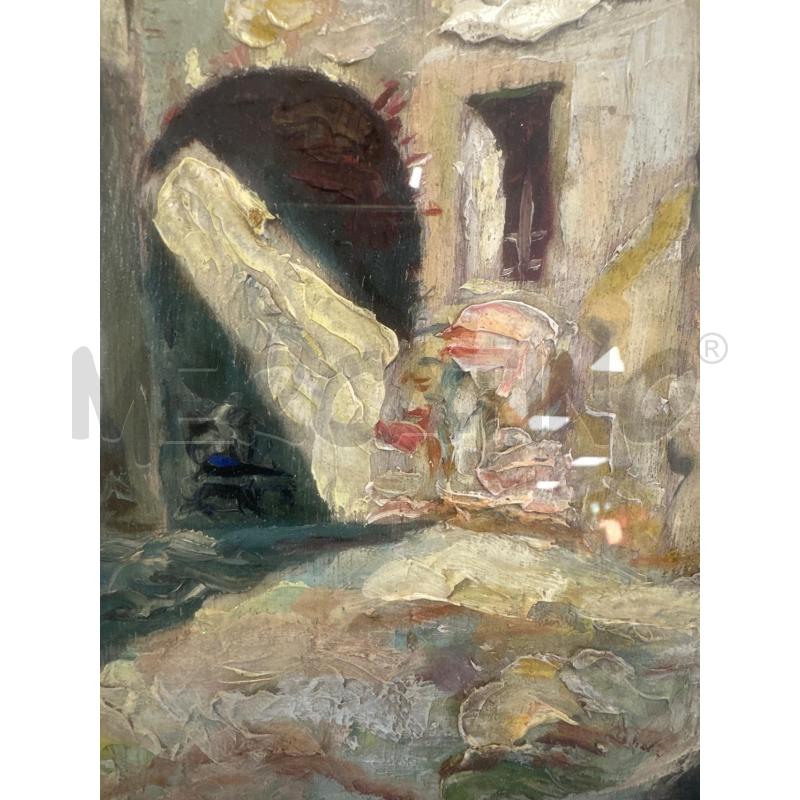 QUADRO OLIO SU TAVOLA SCORCIO PAESE 52,5X41 CM FIRMATO IN BASSO | Mercatino dell'Usato Campobasso 5