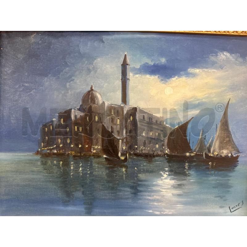 QUADRO OLIO SU TELA 53X43 CM CITTA NEL MARE  | Mercatino dell'Usato Campobasso 4