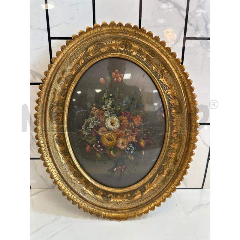 QUADRO OVALE CON FIORI DIPINTI | Mercatino dell'Usato Campobasso 1