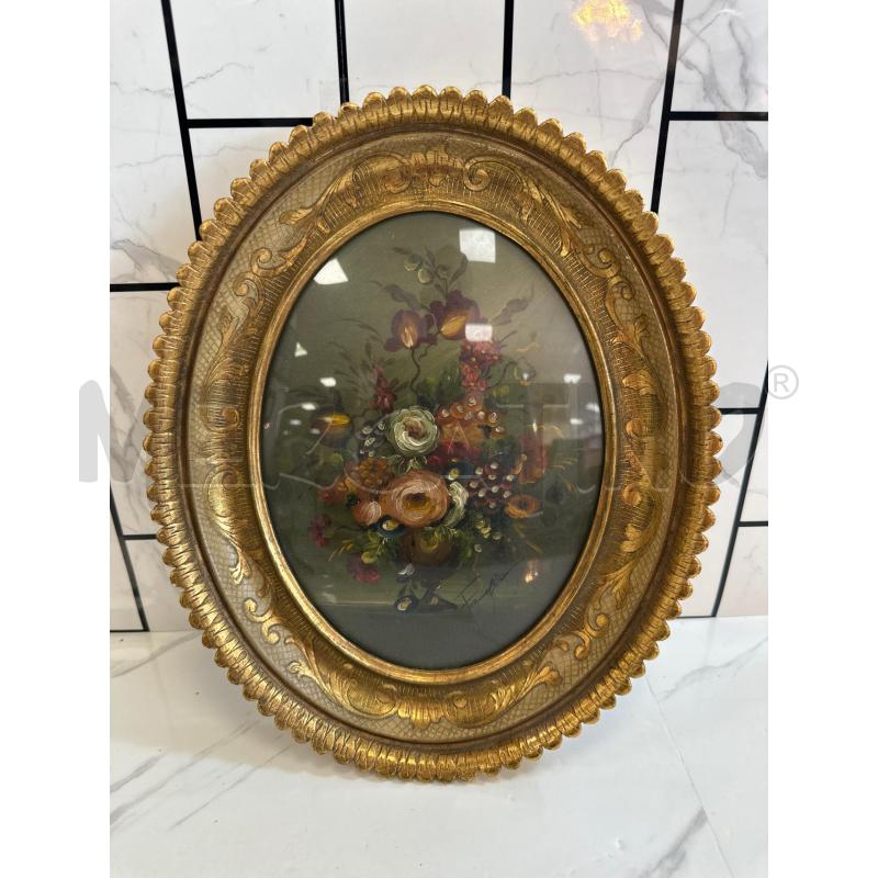 QUADRO OVALE CON FIORI DIPINTI  | Mercatino dell'Usato Campobasso 1