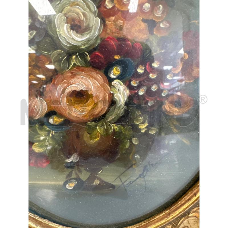 QUADRO OVALE CON FIORI DIPINTI  | Mercatino dell'Usato Campobasso 2