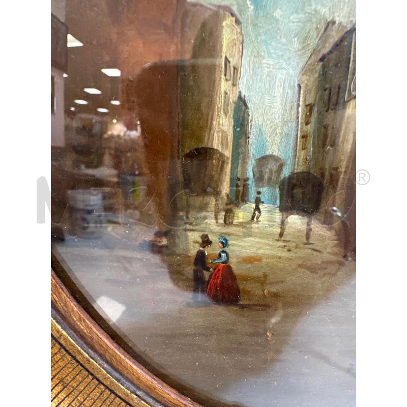 QUADRO OVALE PAESE CON PERSONAGGI ARCO 40X33 CM | Mercatino dell'Usato Campobasso 2