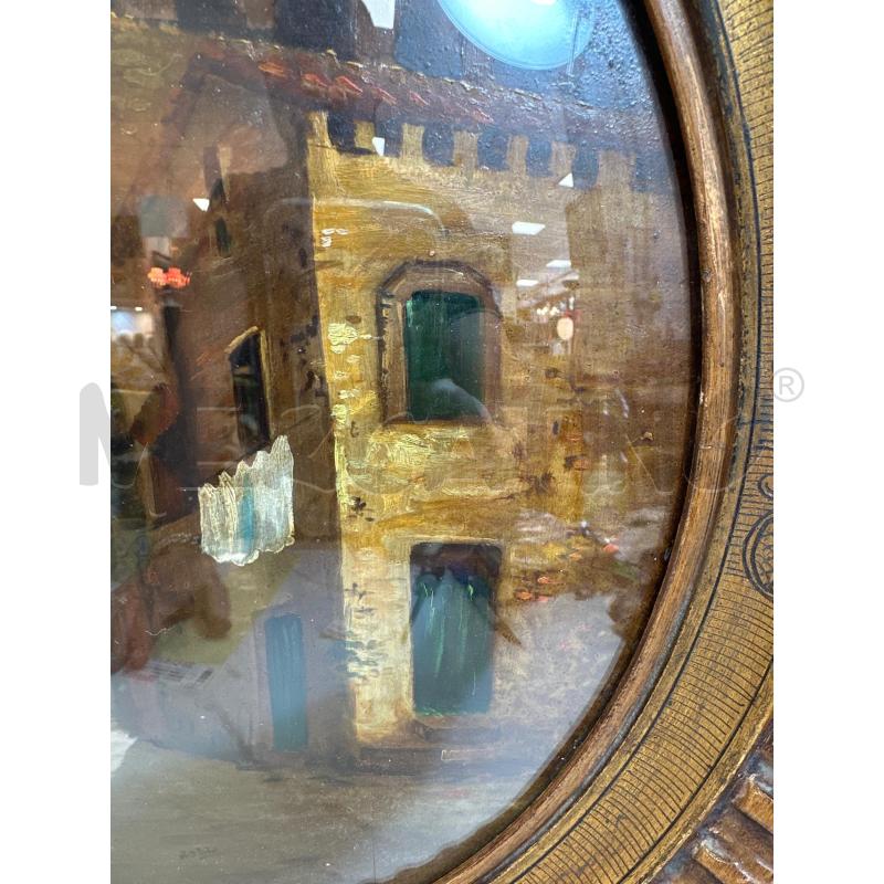 QUADRO OVALE PAESE CON PERSONAGGI ARCO 40X33 CM | Mercatino dell'Usato Campobasso 4