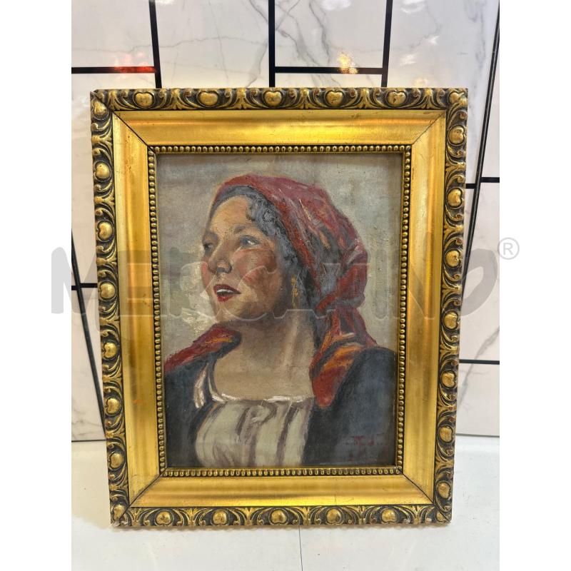 QUADRO TELA SU CARTONE DIPINTO DONNA CIOCIARA 24X29 CM | Mercatino dell'Usato Campobasso 1