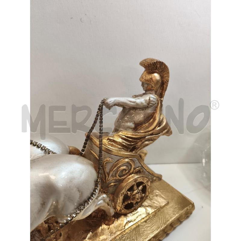 SCULTURA BIGA CLASSICA DA DUE CAVALI BIANCO E DORATO  | Mercatino dell'Usato Campobasso 2