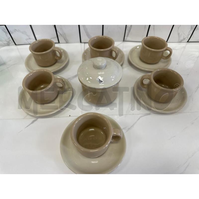 SERVIZIO ROMETTI DA 6 + ZUCCHERIERA TORTORA E BEIGE | Mercatino dell'Usato Campobasso 1