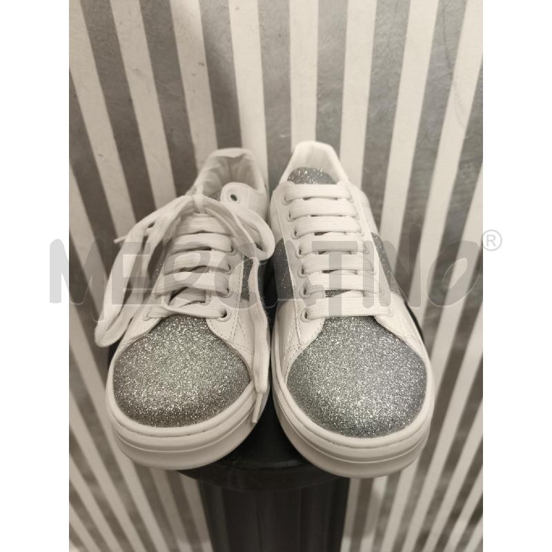 SNEAKERS DONNA GAELLE BIANCHE E GLITTER GRIGI | Mercatino dell'Usato Campobasso 4