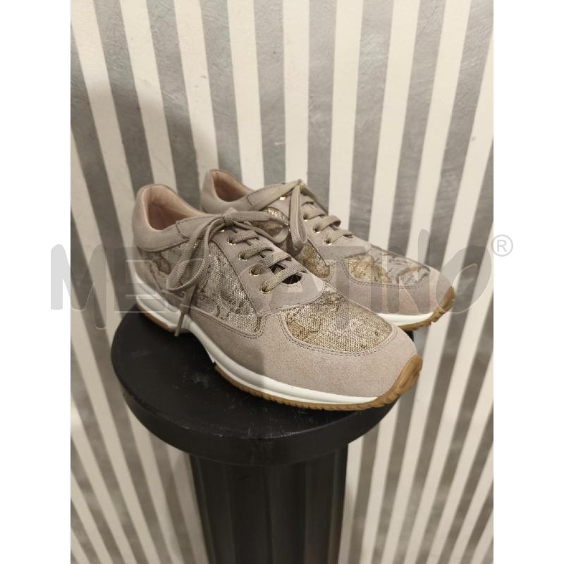 SNEAKERS DONNA PRIMA CLASSE BEIGE SCAMOSCIATE E GEO METALLIZZATO | Mercatino dell'Usato Campobasso 1