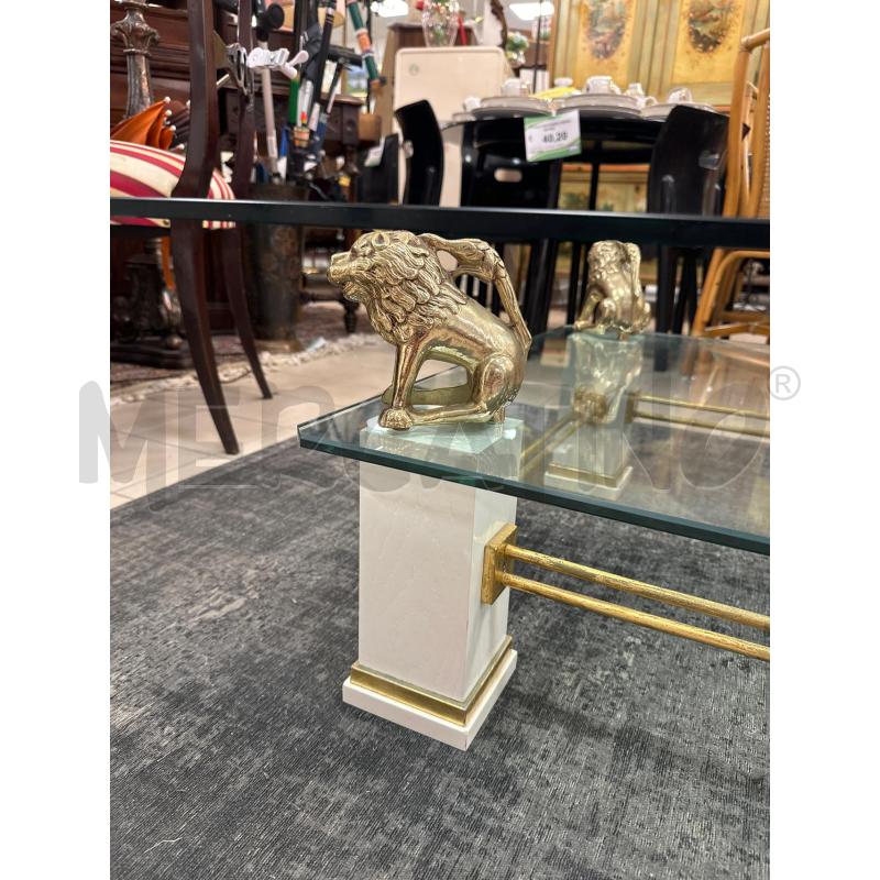 TAVOLINO HOLLYWOOD STYLE RETT LEONI DORATI 130X99 H 41 CM | Mercatino dell'Usato Campobasso 2