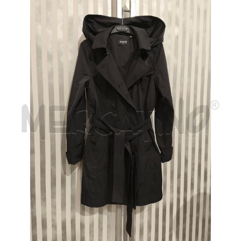 TRENCH DONNA EMME MARELLA NERO CINTURA E CAPPUCCIO | Mercatino dell'Usato Campobasso 1