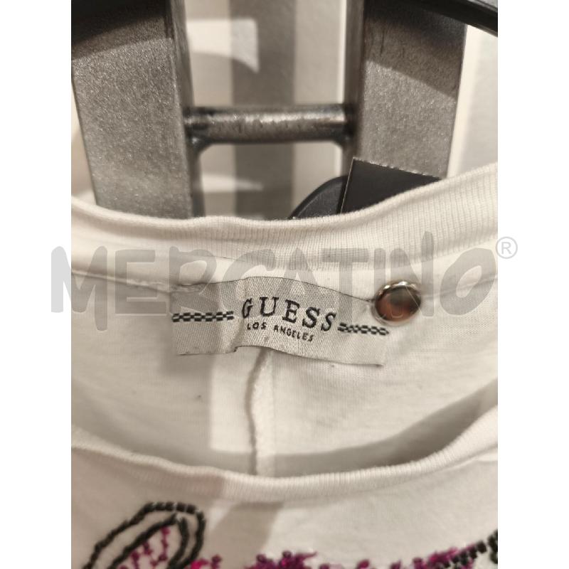 T SHIRT DONNA GUESS BIANCA PALME PAILLETTES | Mercatino dell'Usato Campobasso 2
