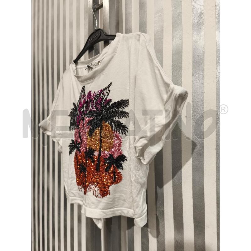 T SHIRT DONNA GUESS BIANCA PALME PAILLETTES | Mercatino dell'Usato Campobasso 4