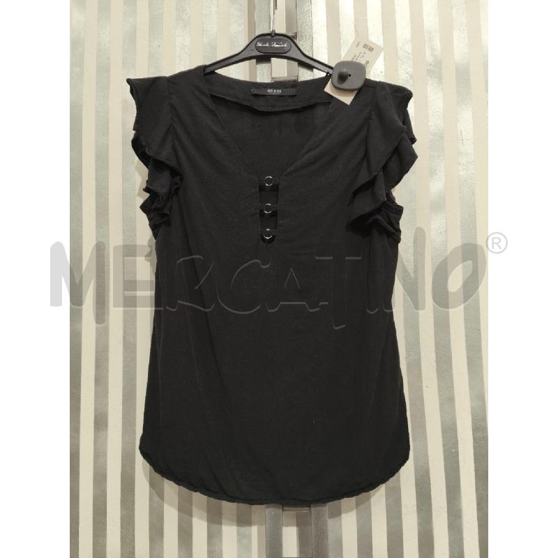 T SHIRT DONNA GUESS NERA SCOLLO ANELLINI | Mercatino dell'Usato Campobasso 1