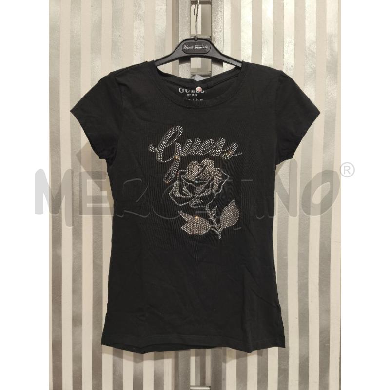 T SHIRT DONNA GUESS NERA STRASS E ROSA | Mercatino dell'Usato Campobasso 1