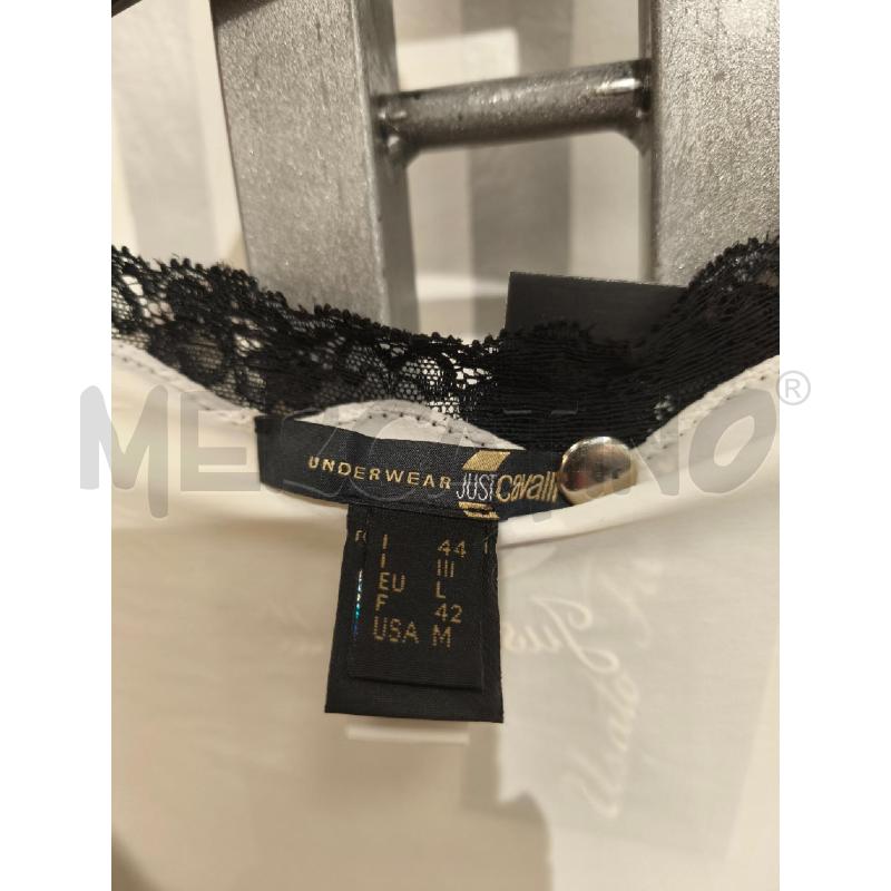 T SHIRT DONNA JUST CAVALLI UNDERWEAR PANNA PIZZO NERO | Mercatino dell'Usato Campobasso 2