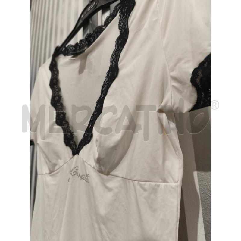 T SHIRT DONNA JUST CAVALLI UNDERWEAR PANNA PIZZO NERO | Mercatino dell'Usato Campobasso 4