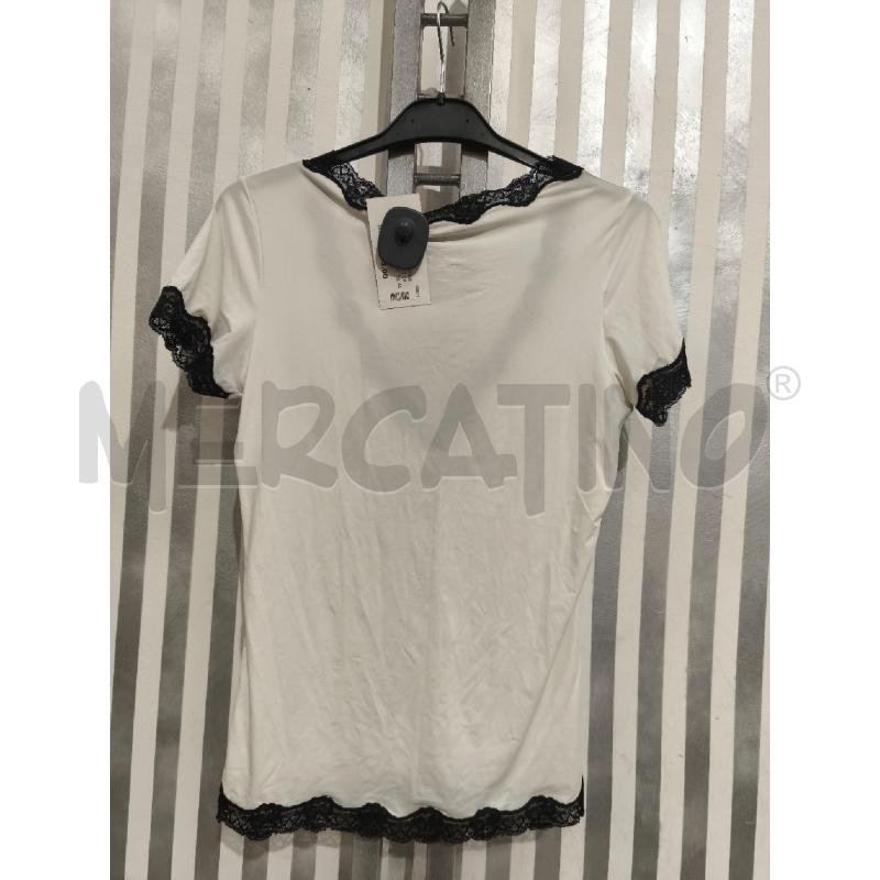 T SHIRT DONNA JUST CAVALLI UNDERWEAR PANNA PIZZO NERO | Mercatino dell'Usato Campobasso 5