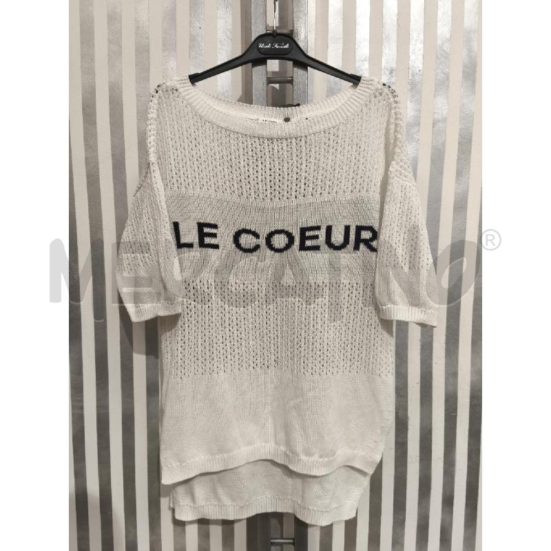 T SHIRT DONNA LE COEUR BIANCA RETINA SCRITTA | Mercatino dell'Usato Campobasso 1