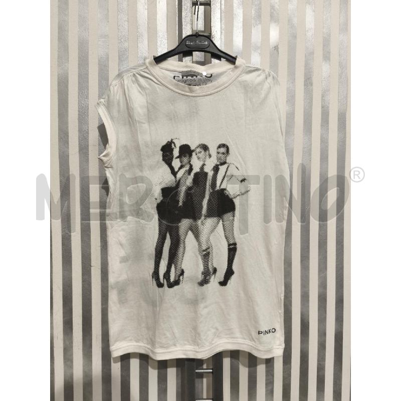 T SHIRT DONNA PINKO BIANCA 3 RAGAZZE PUNTINI | Mercatino dell'Usato Campobasso 1