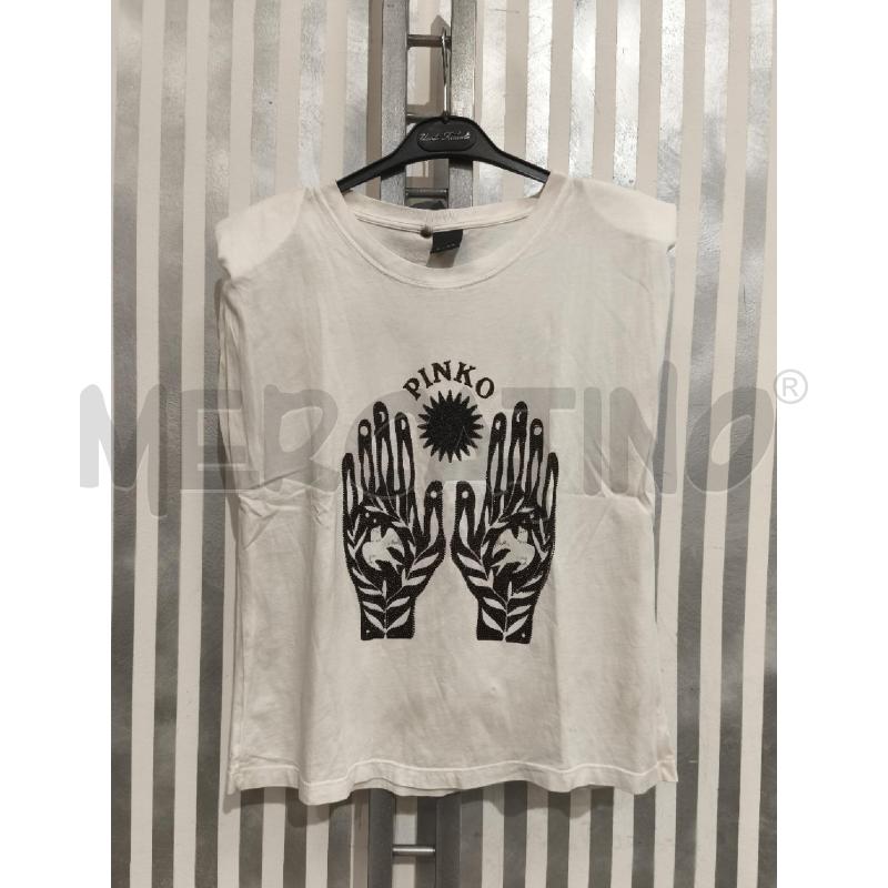 T SHIRT DONNA PINKO BIANCA EFFETTO INVECCHIATO MANI | Mercatino dell'Usato Campobasso 1