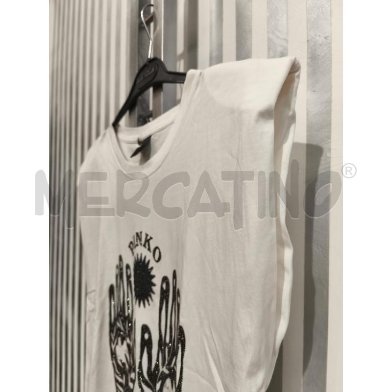 T SHIRT DONNA PINKO BIANCA EFFETTO INVECCHIATO MANI | Mercatino dell'Usato Campobasso 4