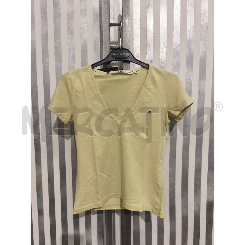 T SHIRT DONNA TOMMY HILFIGER GIALLA SCOLLO V | Mercatino dell'Usato Campobasso 1
