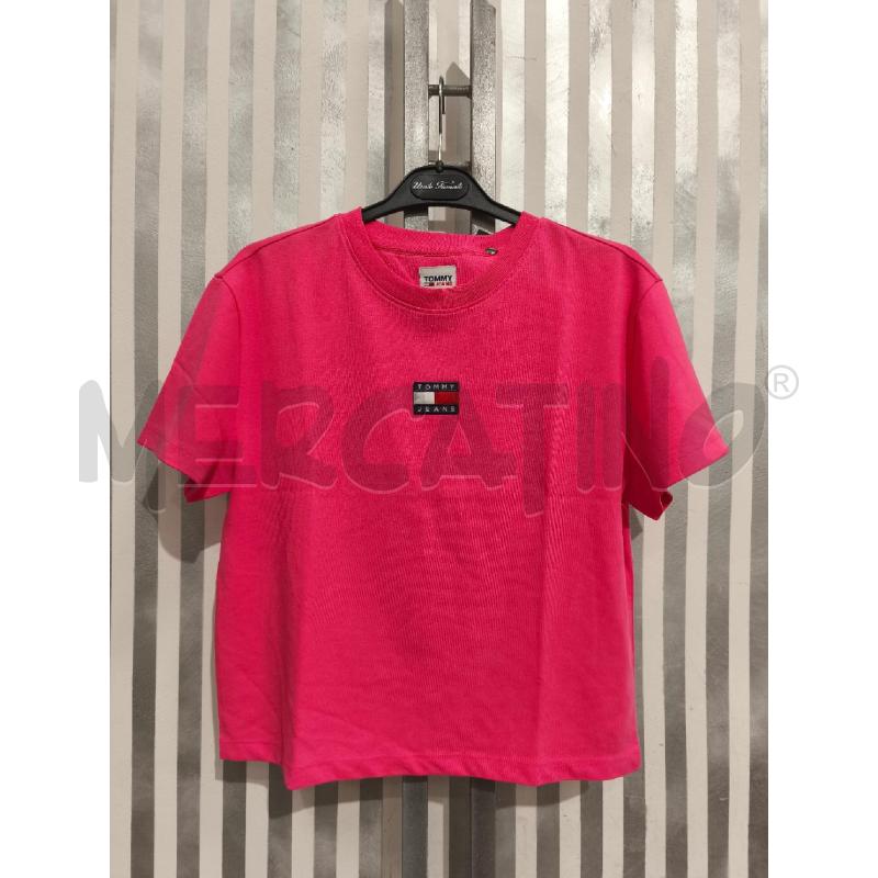 T SHIRT DONNA TOMMY JEANS FUXIA LOGO CENTRALE | Mercatino dell'Usato Campobasso 1