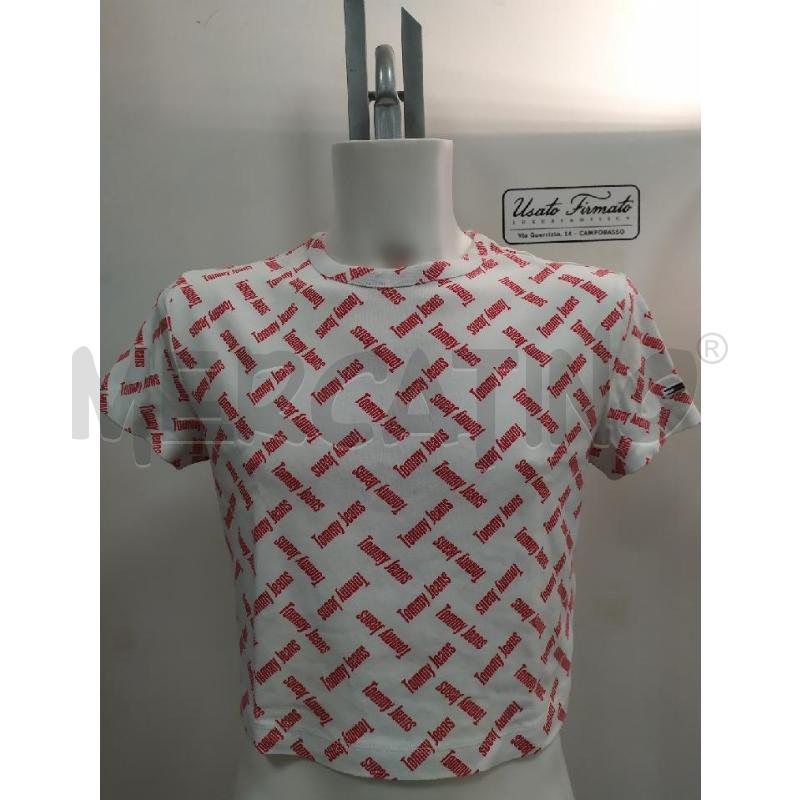 T SHIRT D TOMMY JEANS BIANCA SCRITTE ROSSE | Mercatino dell'Usato Campobasso 1