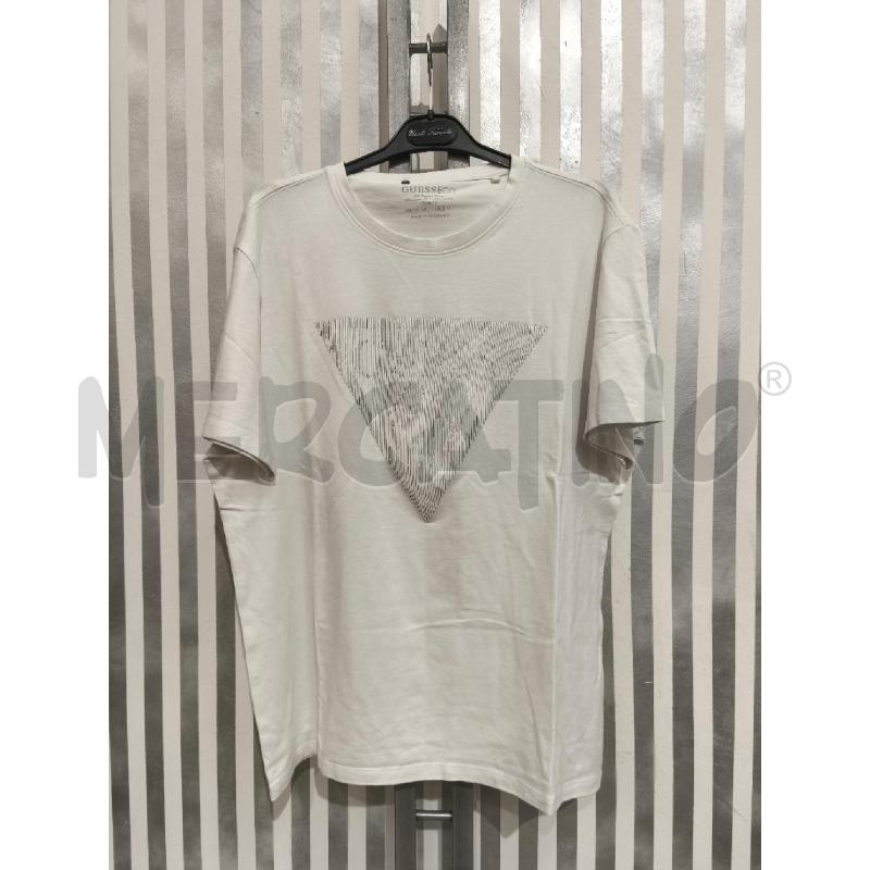 T SHIRT UNISEX GUESS BIANCA LOGO RIGATO | Mercatino dell'Usato Campobasso 1