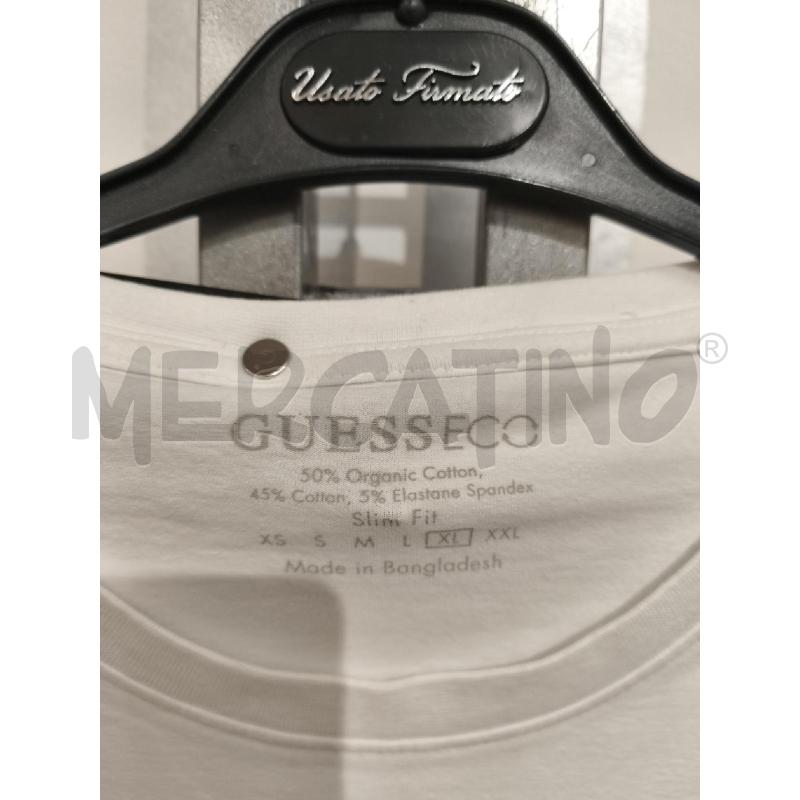 T SHIRT UNISEX GUESS BIANCA LOGO RIGATO | Mercatino dell'Usato Campobasso 2