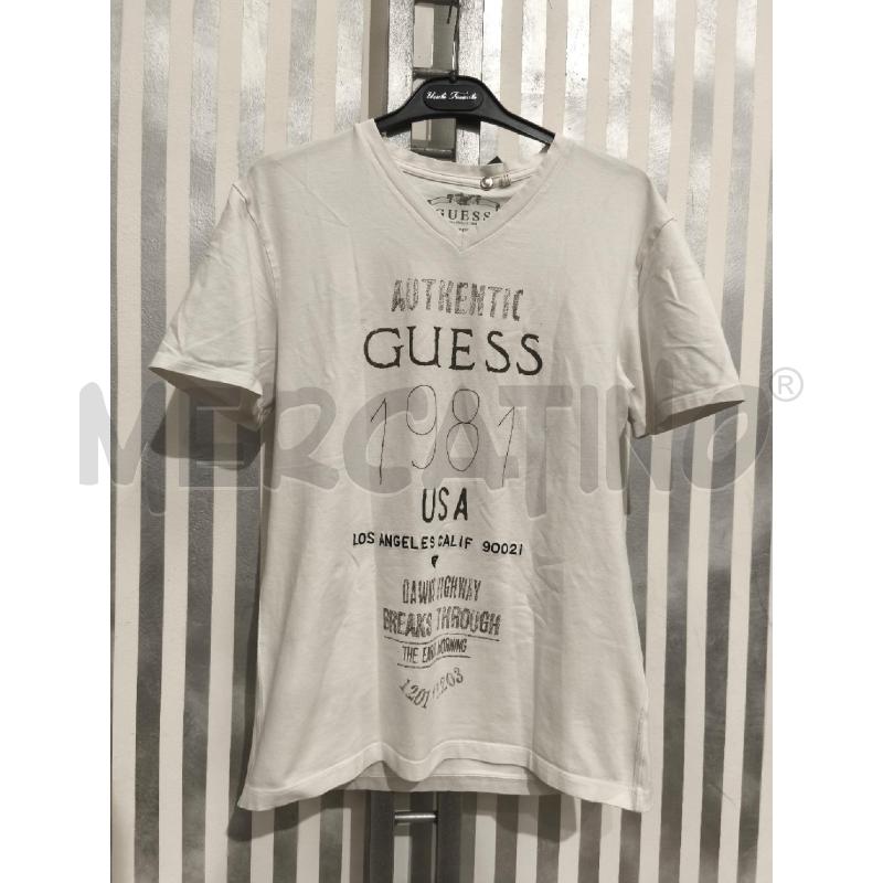 T SHIRT UOMO GUESS BIANCA SCRITTE GRIGIE | Mercatino dell'Usato Campobasso 1