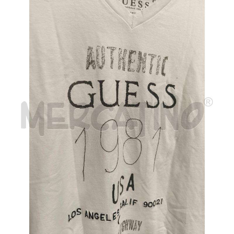 T SHIRT UOMO GUESS BIANCA SCRITTE GRIGIE | Mercatino dell'Usato Campobasso 2