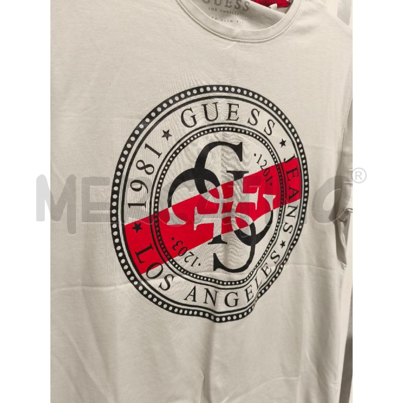 T SHIRT UOMO GUESS GRIGIA LOGO NERO ROSSO | Mercatino dell'Usato Campobasso 2
