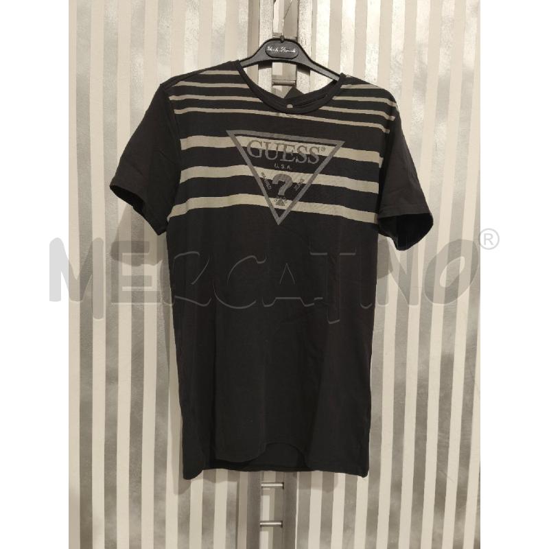 T SHIRT UOMO GUESS NERA RIGHE BEIGE | Mercatino dell'Usato Campobasso 1
