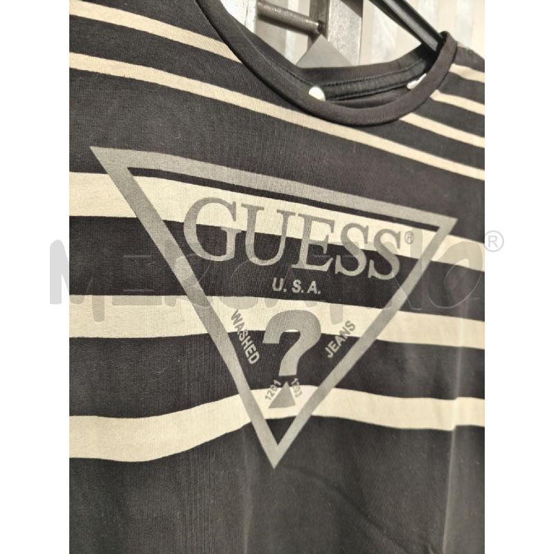 T SHIRT UOMO GUESS NERA RIGHE BEIGE | Mercatino dell'Usato Campobasso 2