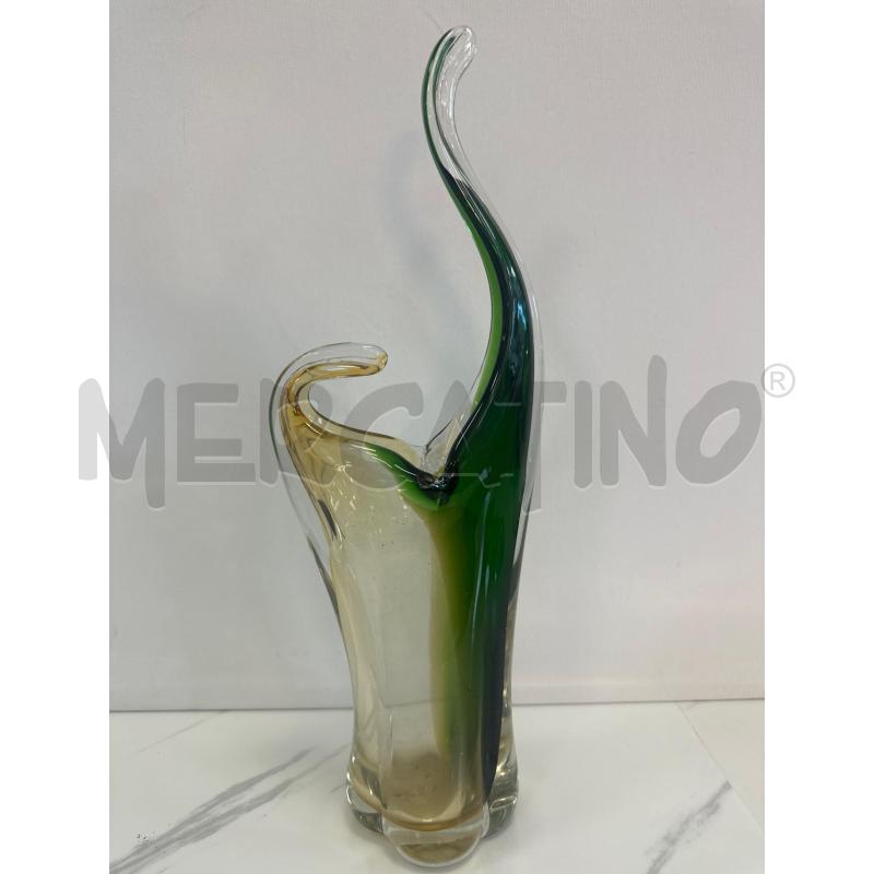 VASO MURANO VETRO VERDE CON PUNTE MOSSE  | Mercatino dell'Usato Campobasso 1