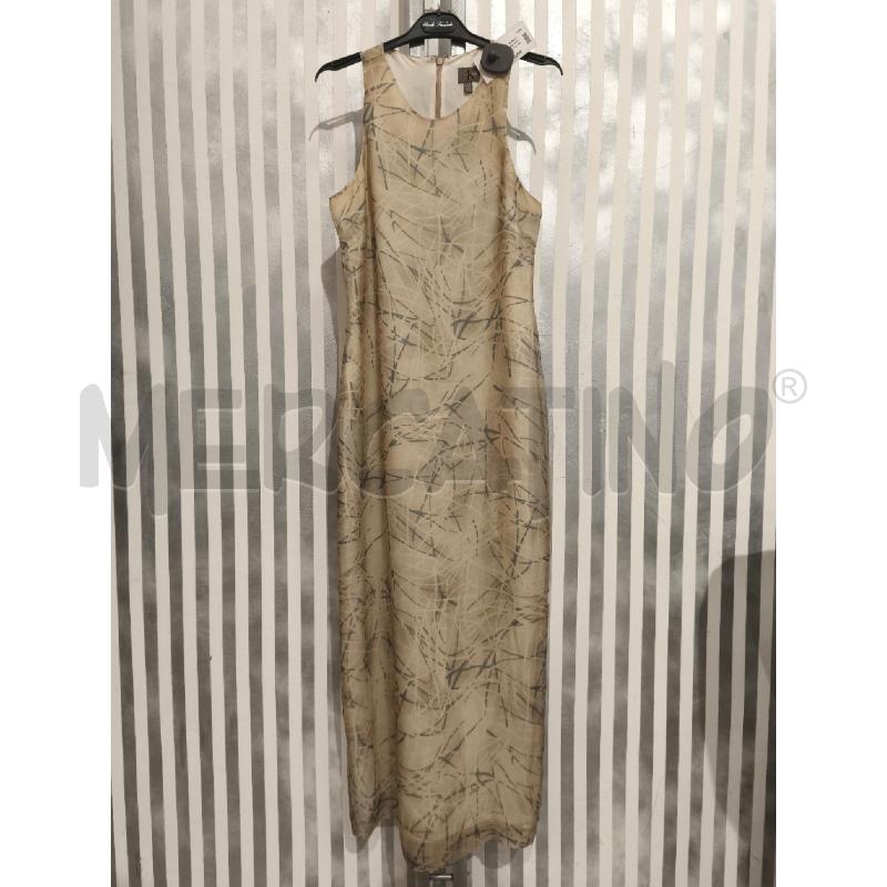 VESTITO DONNA CALVIN KLEIN 100 SETA BEIGE TRATTI GRIGI | Mercatino dell'Usato Campobasso 1
