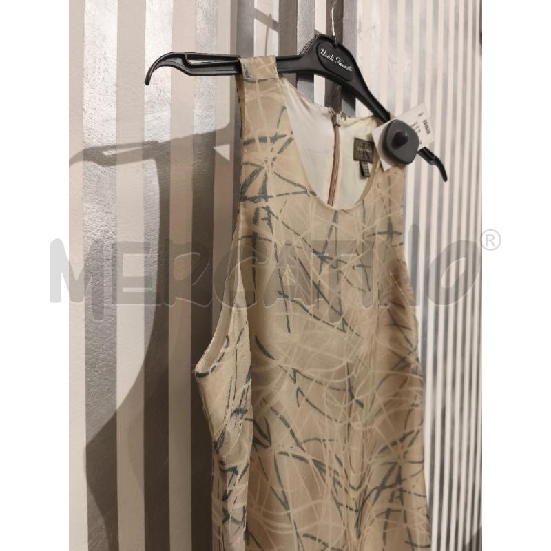 VESTITO DONNA CALVIN KLEIN 100 SETA BEIGE TRATTI GRIGI | Mercatino dell'Usato Campobasso 4