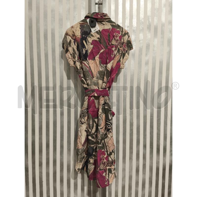 VESTITO DONNA DESIGUAL CHEMISIER BEIGE FIORI E ZEBRE | Mercatino dell'Usato Campobasso 5