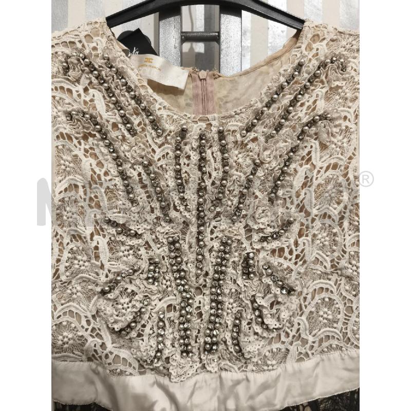 VESTITO DONNA ELISABETTA FRANCHI GOLD BIANCO NERO PIZZO STRASS | Mercatino dell'Usato Campobasso 3