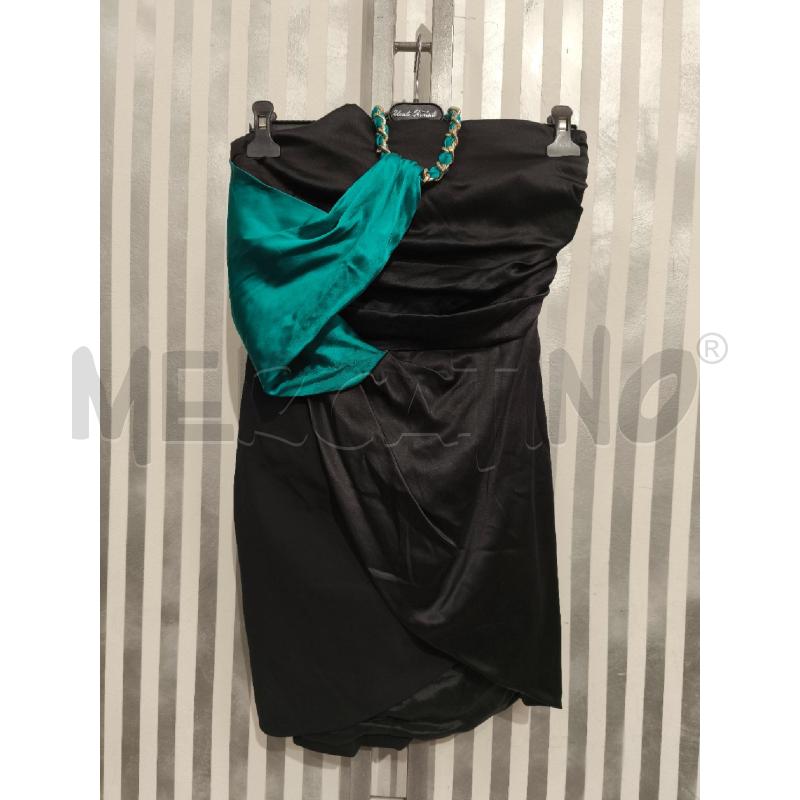 VESTITO DONNA ELISABETTA FRANCHI SATIN NERO E PETROLIO | Mercatino dell'Usato Campobasso 1