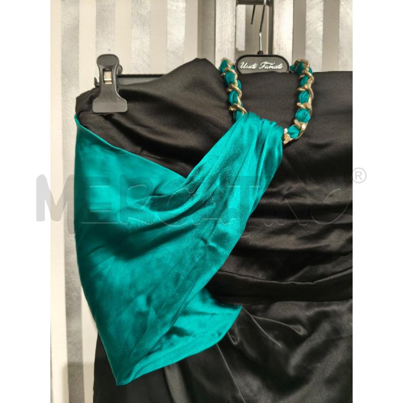 VESTITO DONNA ELISABETTA FRANCHI SATIN NERO E PETROLIO | Mercatino dell'Usato Campobasso 2