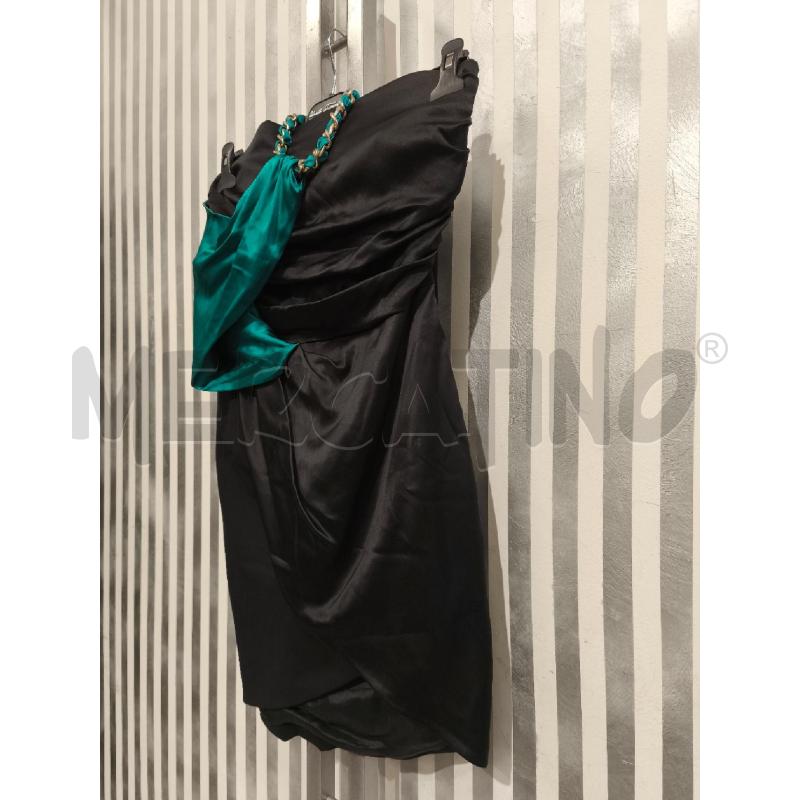 VESTITO DONNA ELISABETTA FRANCHI SATIN NERO E PETROLIO | Mercatino dell'Usato Campobasso 3