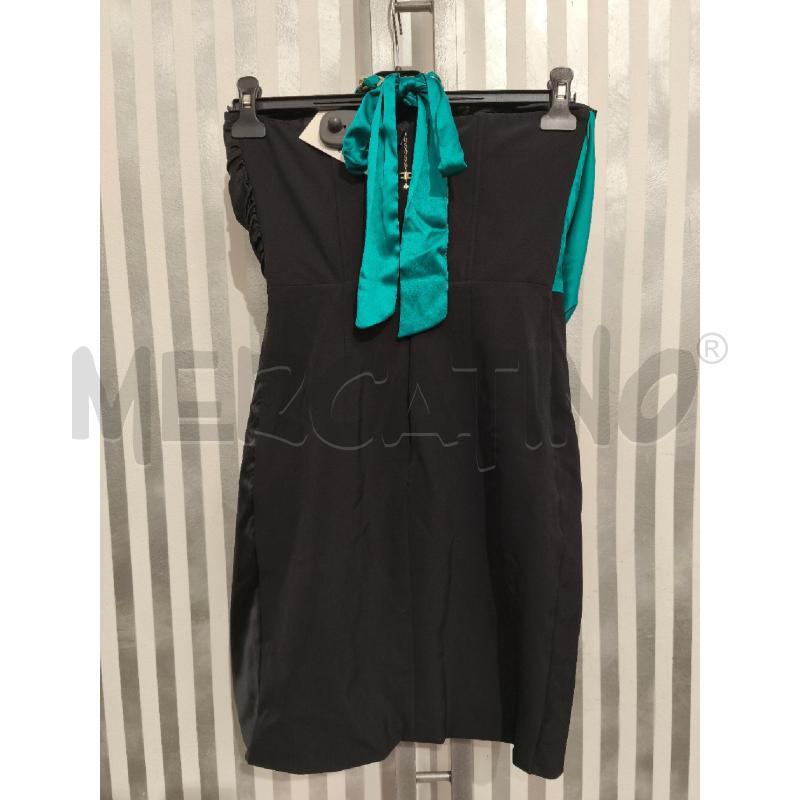 VESTITO DONNA ELISABETTA FRANCHI SATIN NERO E PETROLIO | Mercatino dell'Usato Campobasso 4