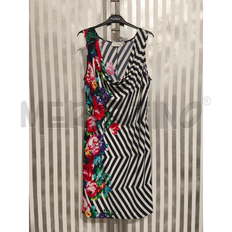 VESTITO DONNA FRANCESCA BY SOTTINI RIGHE BLU BIANCO FIORI | Mercatino dell'Usato Campobasso 1