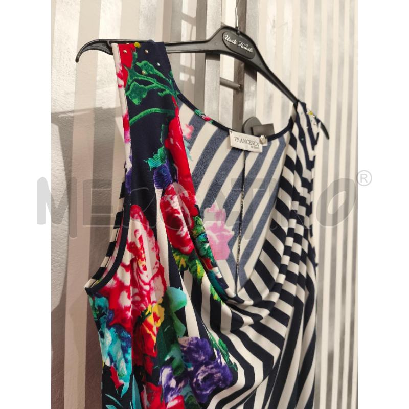 VESTITO DONNA FRANCESCA BY SOTTINI RIGHE BLU BIANCO FIORI | Mercatino dell'Usato Campobasso 3