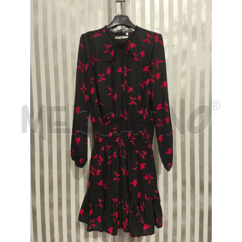 VESTITO DONNA GAUDÌ JEANS NERO FOGLIE CORALLO | Mercatino dell'Usato Campobasso 1